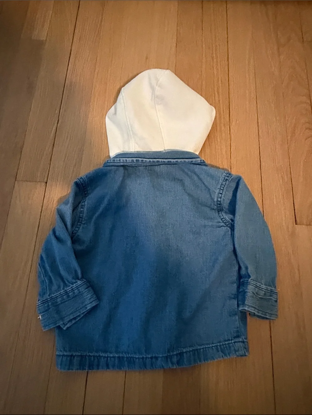 Toddler Hooded Denim Jacket with White Hood